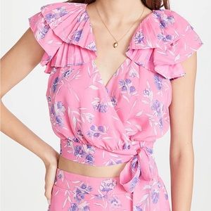 Yumi Kim bright pink skirt + crop top set, small